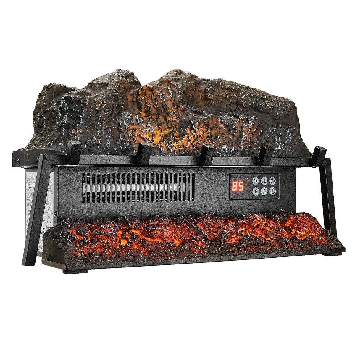 Electric Fireplace Log, 23 inch Fireplace Insert Log Heater, with Crackling Sound,Remote Controller, 5 Adjustable Flame Brightness, Timer, Overheat Protection, Thermostat, for Home Decor Black