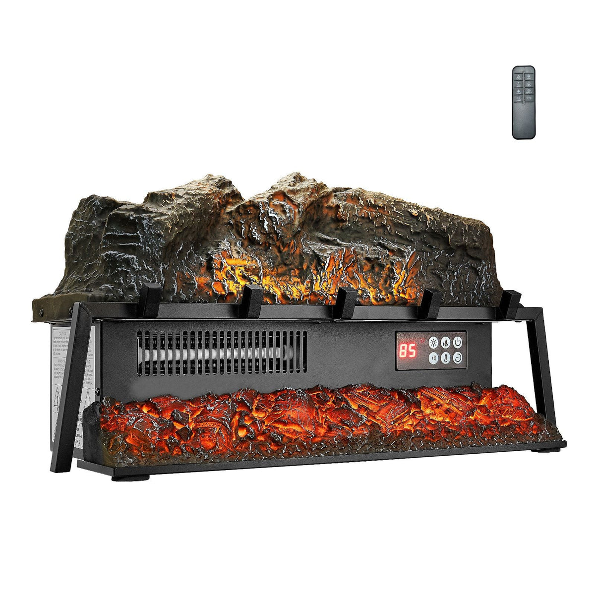 Electric Fireplace Log, 25 inch Fireplace Insert Log Heater, with Crackling Sound,Remote Controller, 5 Adjustable Flame Brightness, Timer, Overheat Protection, Thermostat, for Home Decor Black