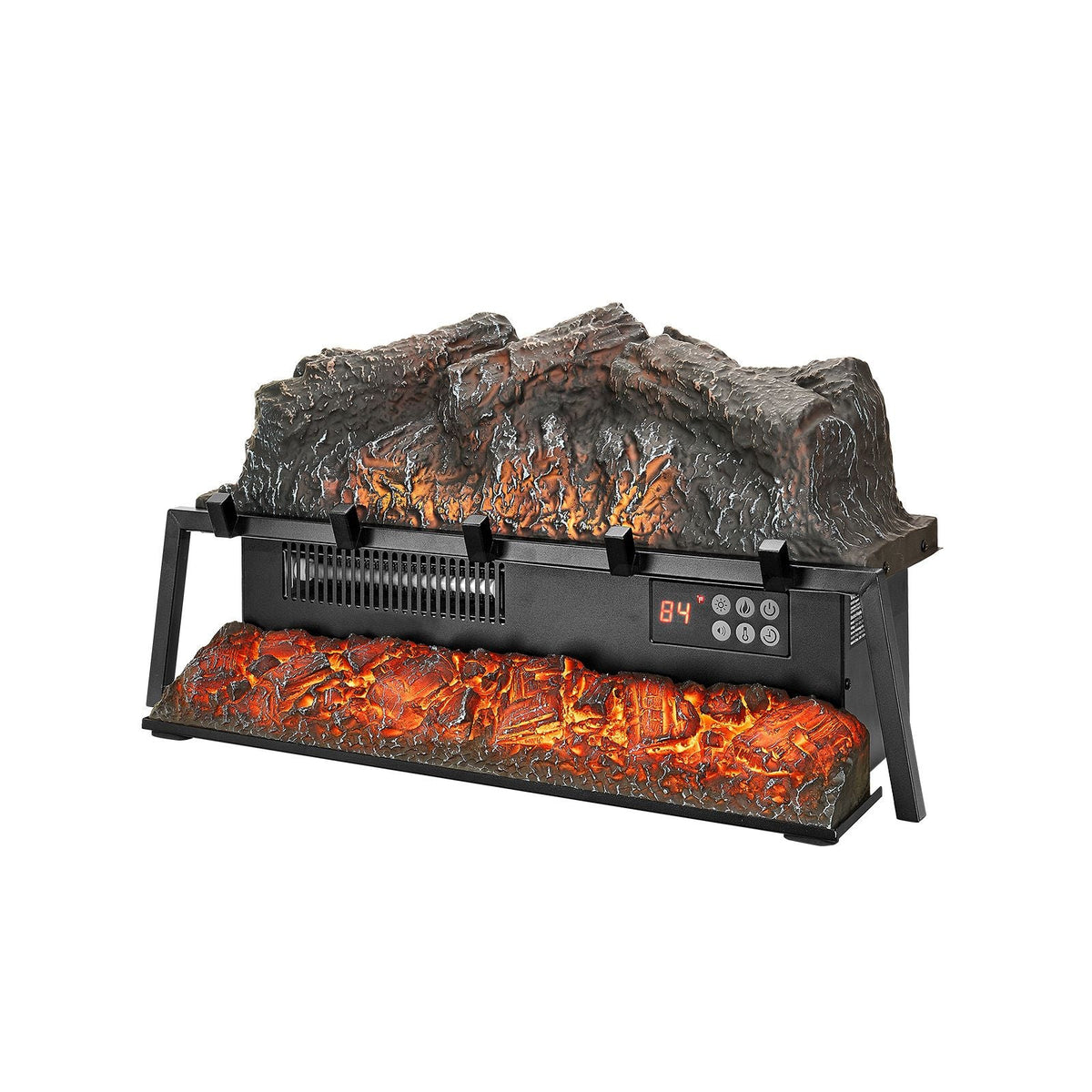 Electric Fireplace Log, 25 inch Fireplace Insert Log Heater, with Crackling Sound,Remote Controller, 5 Adjustable Flame Brightness, Timer, Overheat Protection, Thermostat, for Home Decor Black