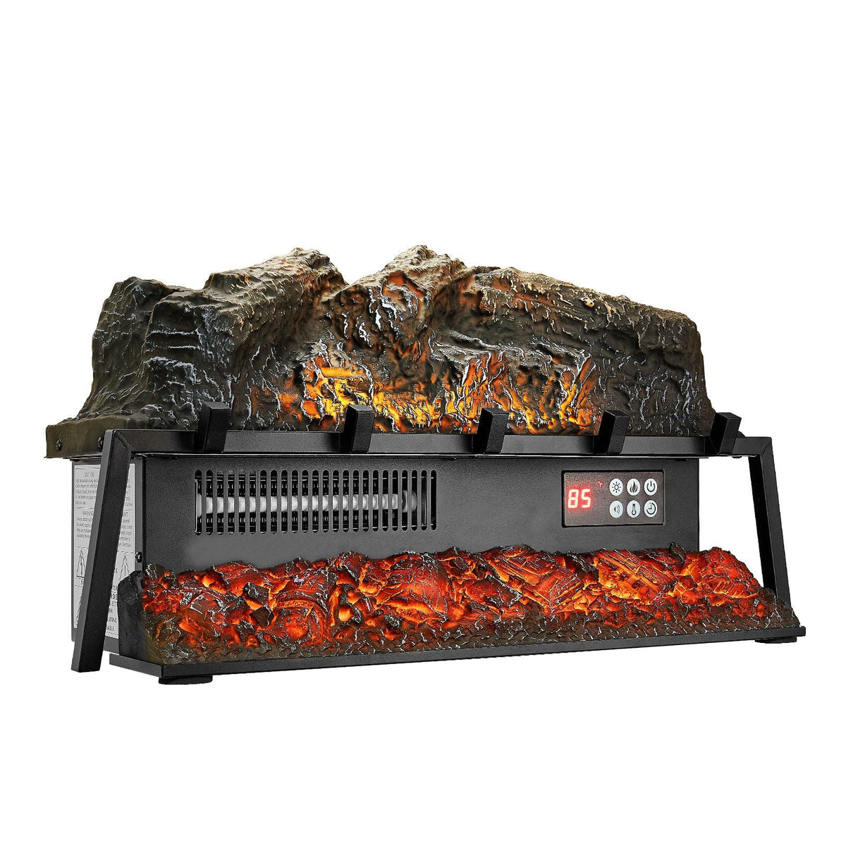Electric Fireplace Log, 25 inch Fireplace Insert Log Heater, with Crackling Sound,Remote Controller, 5 Adjustable Flame Brightness, Timer, Overheat Protection, Thermostat, for Home Decor Black