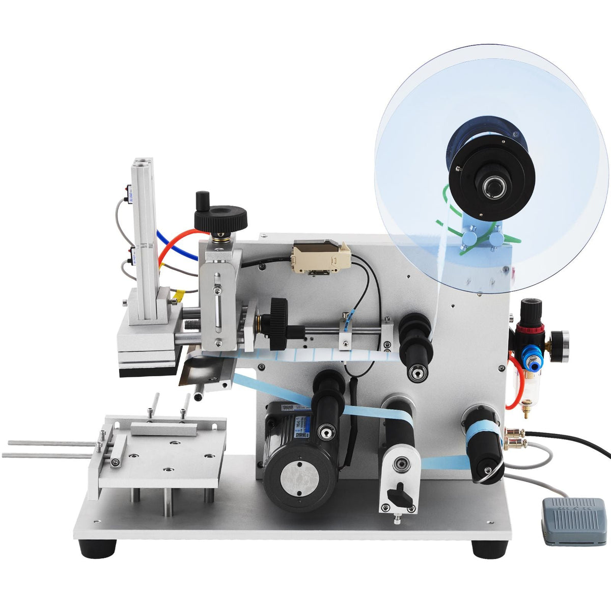 Electric Flat Labeling Machine, 25-60pcs/min, Flat Surface Label Applicator for Cardboard Boxes/Square Bottles/Tin Cans, Labeler Suitable for Item Size Range of 4.72 x 5.9 x (0.98-3.54) inches