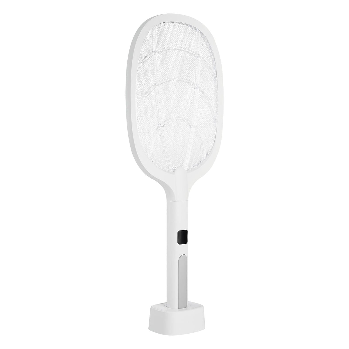 Electric Fly Swatter, Zapper Racket with 3 Layers Mesh & Digital Screen Display, Dual Modes Fly Killer with 1500mAh Battery Rechargeable for Home, Bedroom, Kitchen and Patio, White