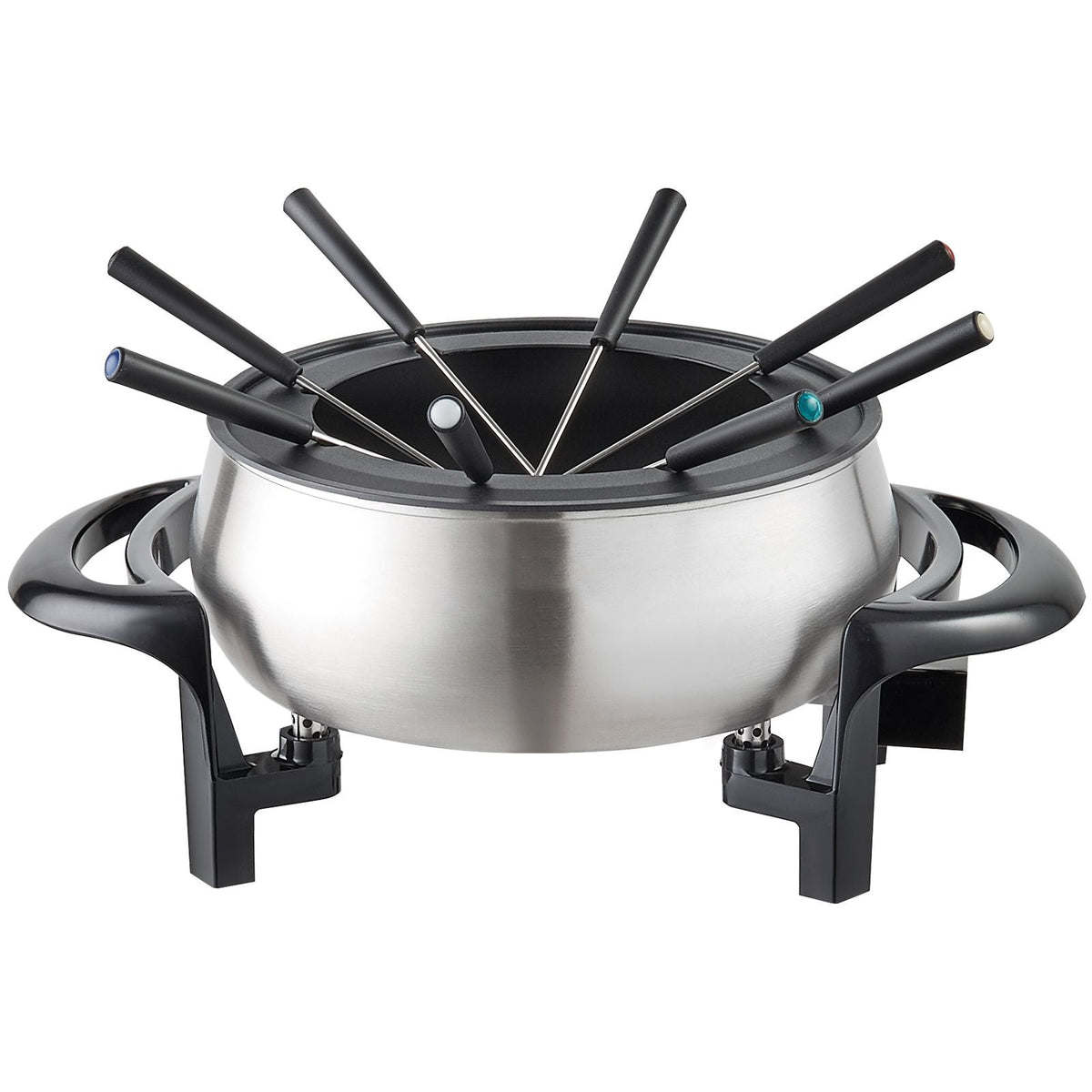 Electric Fondue Pot Set for Cheese & Chocolate, 3 Quart Chocolate Melting Warmer, Stainless Steel Fondue Maker with Temperature Control and 8 Forks, for Hors d'Oeuvres, Entrees, and Desserts