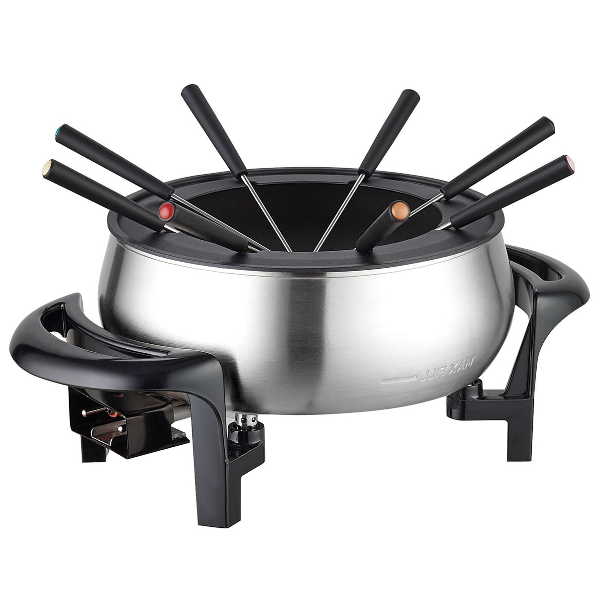 Electric Fondue Pot Set for Cheese & Chocolate, 3 Quart Chocolate Melting Warmer, Stainless Steel Fondue Maker with Temperature Control and 8 Forks, for Hors d'Oeuvres, Entrees, and Desserts