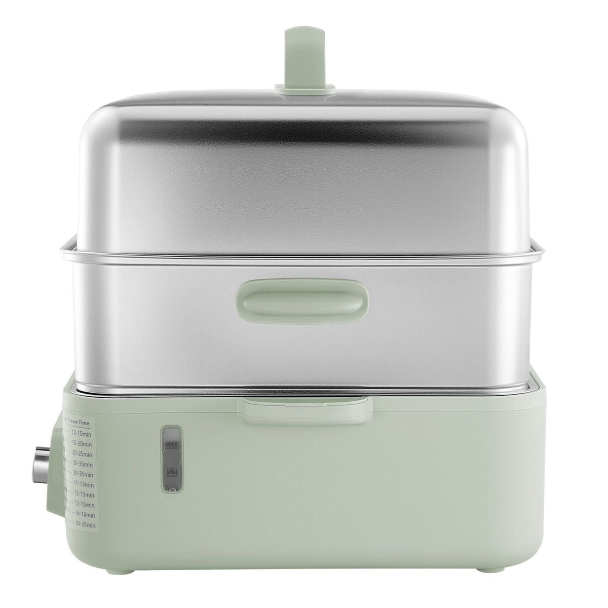 Electric Food Steamer 13.7 QT 2-Tier Stainless Steel for 3-6 Servings, 1500W Vegetable & Meal Steamer for Cooking with 9 Pre-Programmed Settings, Keep Warm, for Veggies, Seafood & Rice, Green
