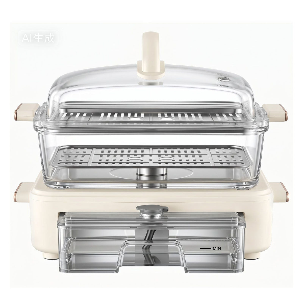 Electric Food Steamer 6.3 QT Glass with 2-Tier Stainless Steel Trays, 1200W Vegetable Steamer for Cooking, 1-3 Servings, Pre-Programmed Settings, Delay Start, for Veggies, Seafood & Rice, White