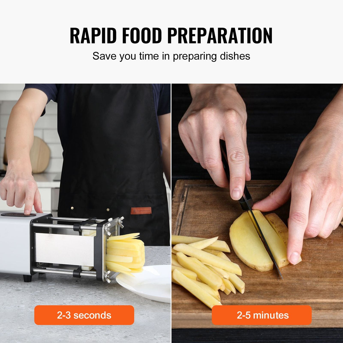 Electric French Fry Cutter, Potato Slicer with 1/2-Inch and 3/8-Inch Stainless Steel Blades, Potato Cutter Chopper w/ Anti-slip Feet, Great for Potato, French Fries, Cucumber, Vegetables, Carrot