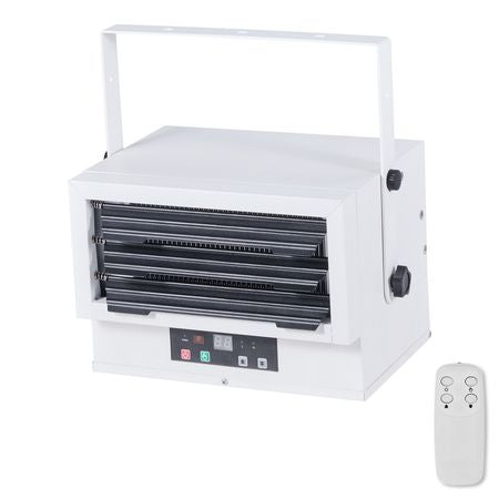Electric Garage Heater, 5000-Watt (2500/5000W) Ceiling Mounted Shop Heater, With Remote Control & Overheat Protection & Low Noise Cross-flow, Commercial for Indoor Workshop Warehouse,240V White