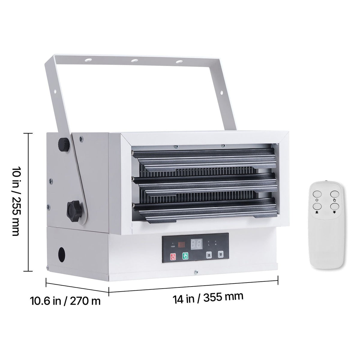 Electric Garage Heater, 5000-Watt (2500/5000W) Ceiling Mounted Shop Heater, With Remote Control & Overheat Protection & Low Noise Cross-flow, Commercial for Indoor Workshop Warehouse,240V White