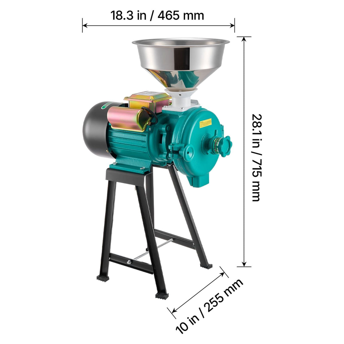 Electric Grain Mill Grinder, 110 lbs/H Commercial Spice Grinders, 1500W Cast Iron Pulverizer Powder Machine with Non-Slip Rubber Feet, for Dry Grains, Spices, Cereals, Coffee, Corn & Pepper