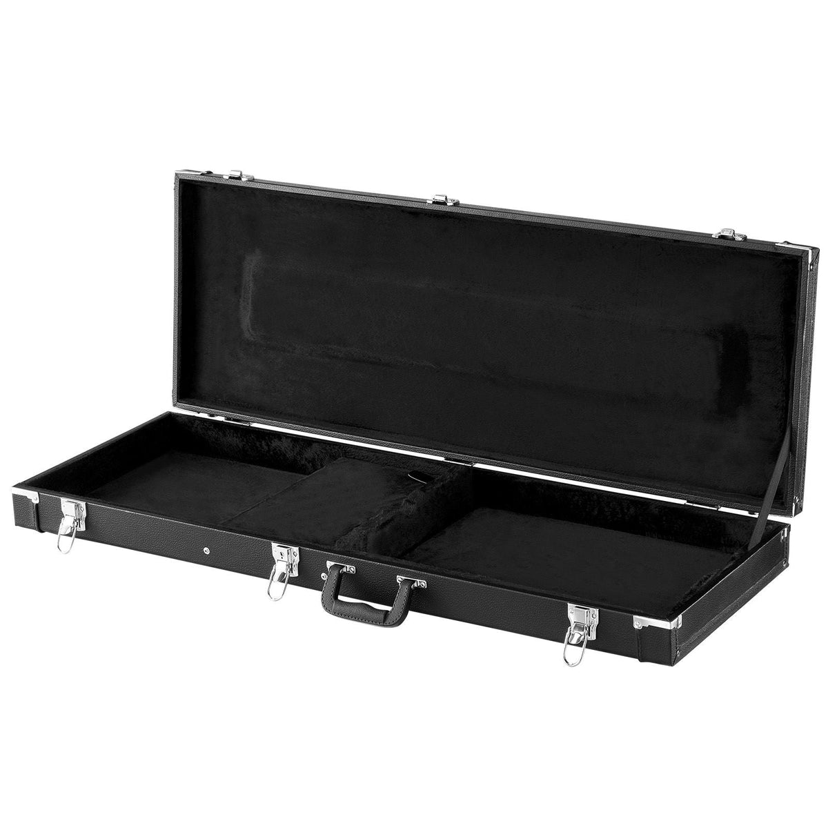 Electric Guitar Hard Case, 41.3 Inch, Rectangle Wooden Hard-Shell Protective Carrying Case, with Lock Latch, Padding, Accessory Compartment, Key, for 39 Inch Tele/ST Electric Guitars, Black