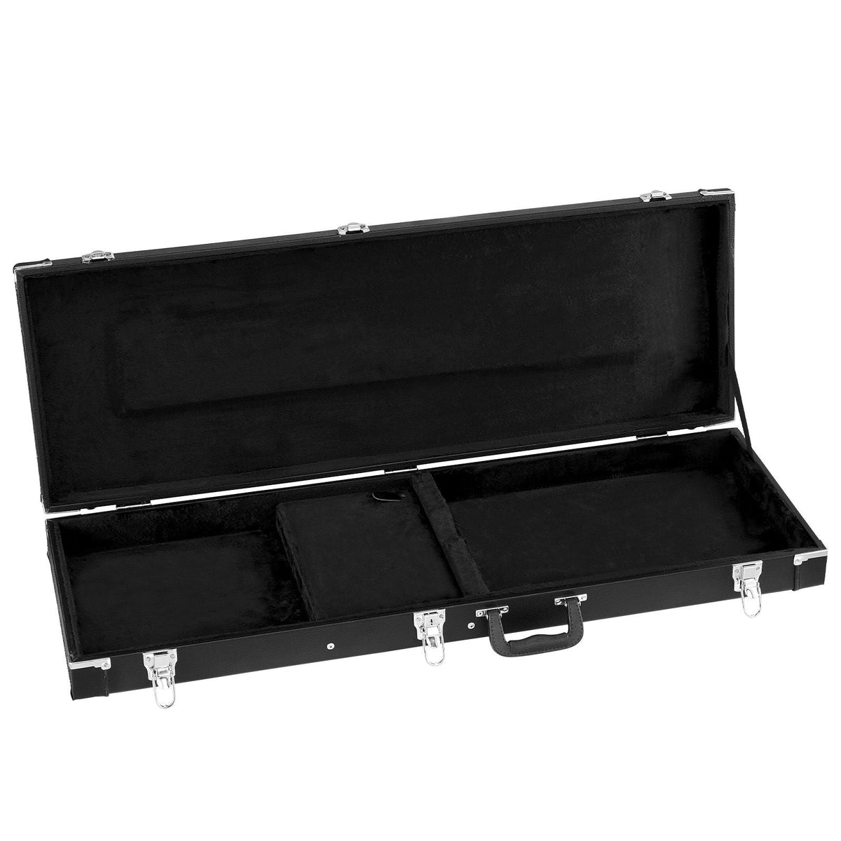 Electric Guitar Hard Case, 41.3 Inch, Rectangle Wooden Hard-Shell Protective Carrying Case, with Lock Latch, Padding, Accessory Compartment, Key, for 39 Inch Tele/ST Electric Guitars, Black