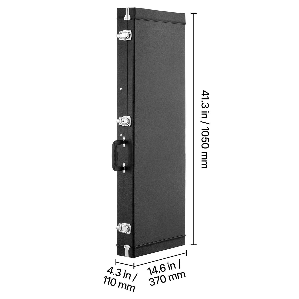 Electric Guitar Hard Case, 41.3 Inch, Rectangle Wooden Hard-Shell Protective Carrying Case, with Lock Latch, Padding, Accessory Compartment, Key, for 39 Inch Tele/ST Electric Guitars, Black