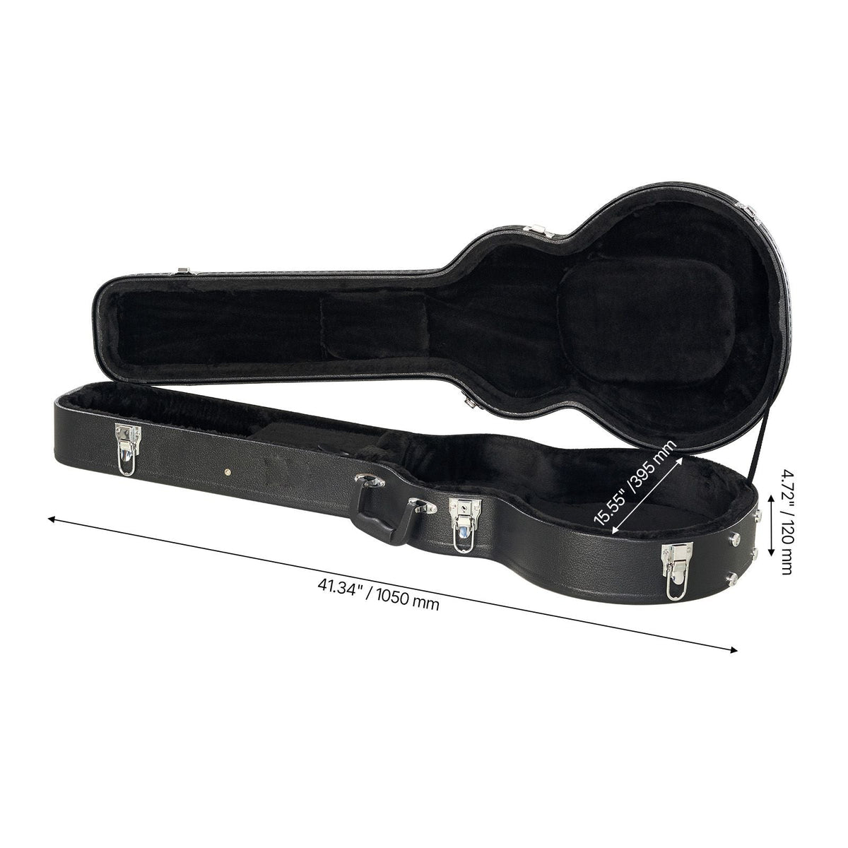 Electric Guitar Hard Case, 41.34 in Gourd-Shaped Guitar Hard Case, With Lock Latch Keys Handle, PVC Padding Soft Lining Water-Resistant Hard Shell Guitar Case, for 39 in LES Paul Guitars, Black