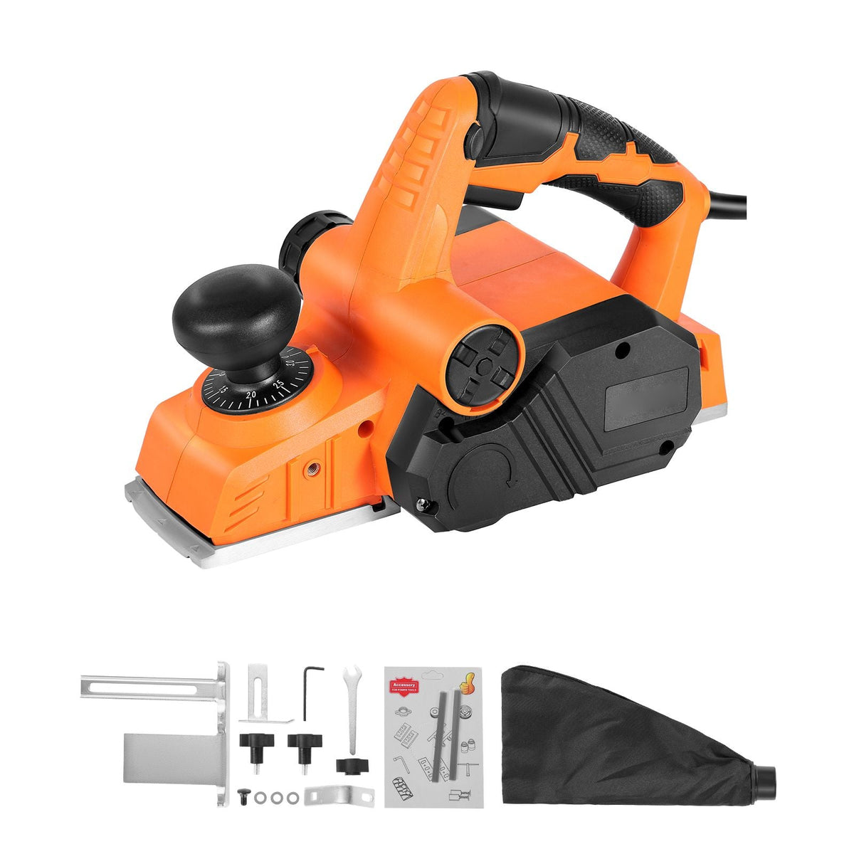 Electric Hand Planer, 3-1/4-Inch Cut Width, 7-Amp 14500 RPM Corded Power Handheld Planer for Wood, with Adjustable Cut Depth, 2 Blades, for Woodworking Wood Chamfer DIY Smooth Finish Carpentry