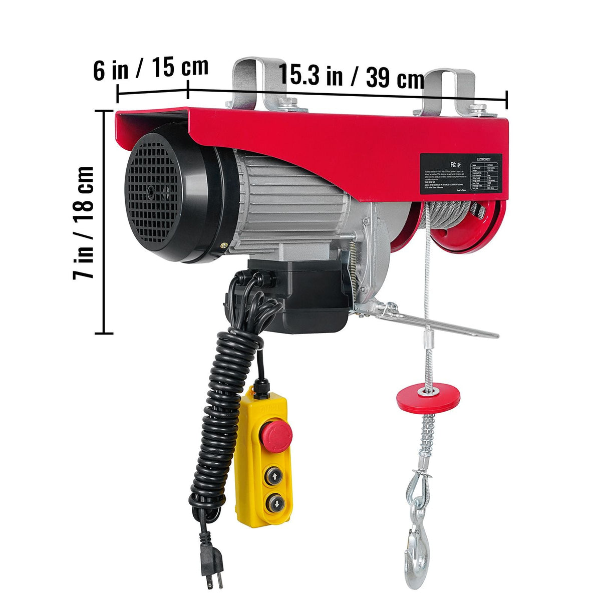 Electric Hoist, 1320 lbs Lifting Capacity, 1150W 110V Electric Steel Wire Winch with 14ft Wired Remote Control, 40ft Single Cable Lifting Height & Pure Copper Motor, for Garage Warehouse Factory