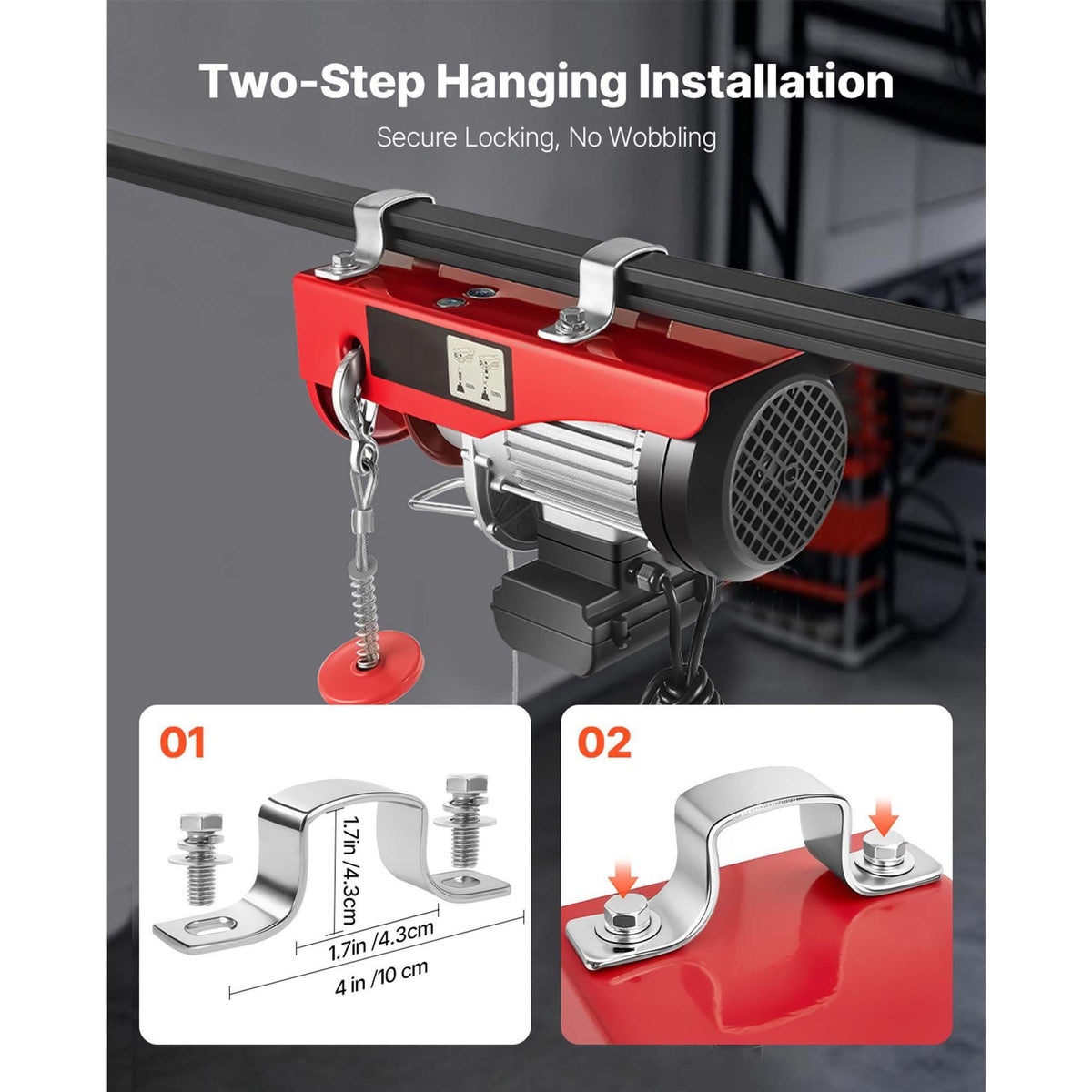 Electric Hoist, 1320 lbs Lifting Capacity, 1150W 110V Electric Steel Wire Winch with 14ft Wired Remote Control, 40ft Single Cable Lifting Height & Pure Copper Motor, for Garage Warehouse Factory