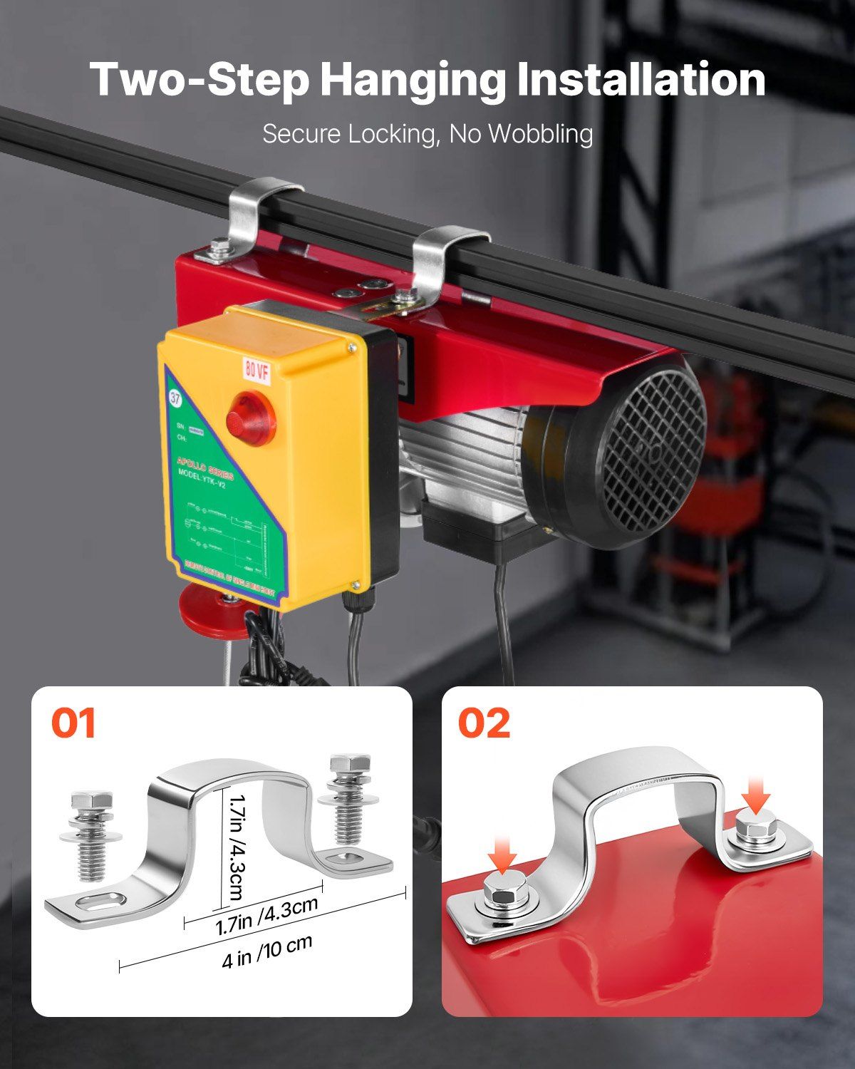 Electric Hoist, 1760 lbs 120V Electric Winch with 328 ft Wireless Remote Control, 40 ft Single Cable Lifting Height, Single/Double Slings, Emergency Stop, Lift Hoist for Garage Warehouse Factory