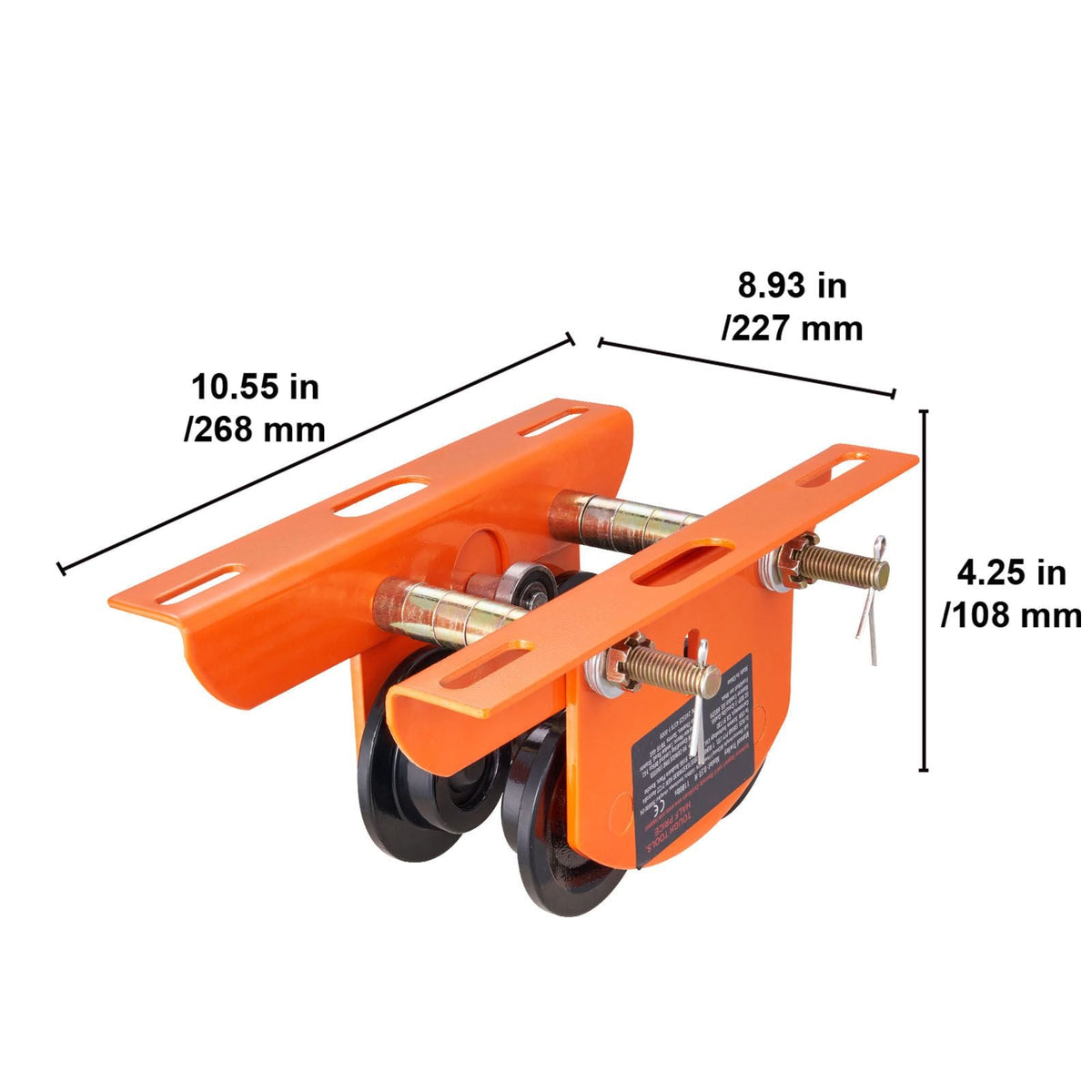 Electric Hoist Manual Trolley, 1100 lbs/0.5 Ton Capacity for PA200 PA250 PA300 PA400 PA500, Push Beam Trolley with Dual Wheels, 2.36"-4.72" Adjustable Flange Width for Straight Curved I Beam
