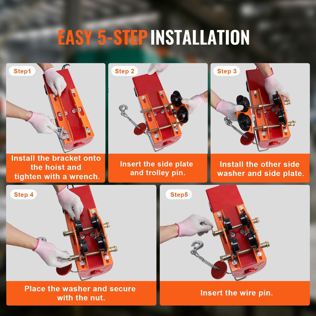 Electric Hoist Manual Trolley, 1100 lbs/0.5 Ton Capacity for PA200 PA250 PA300 PA400 PA500, Push Beam Trolley with Dual Wheels, 2.36"-4.72" Adjustable Flange Width for Straight Curved I Beam