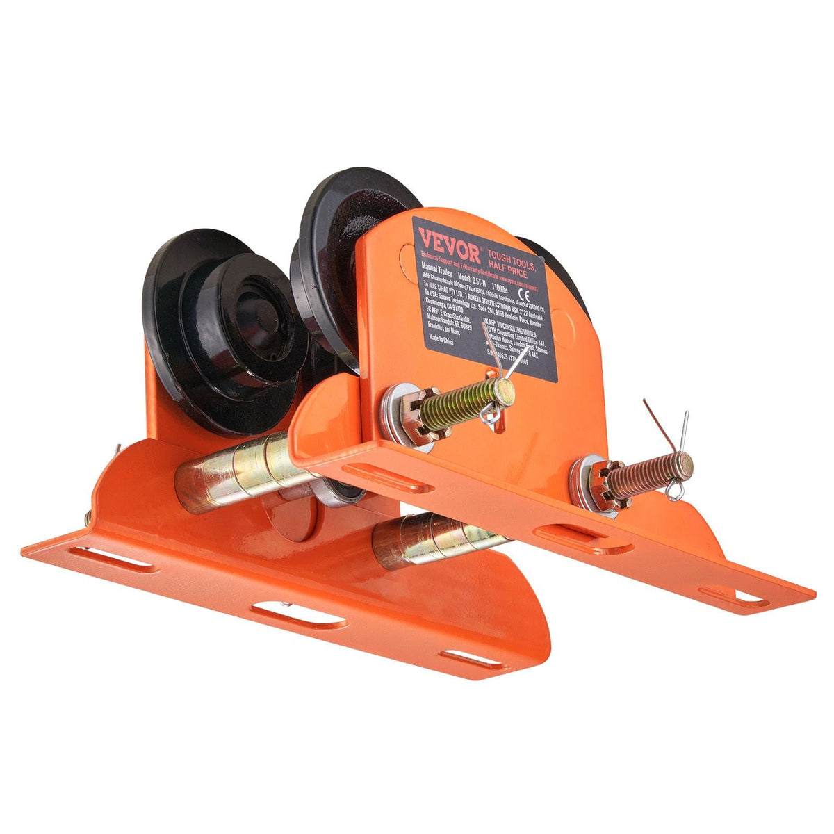 Electric Hoist Manual Trolley, 1100 lbs/0.5 Ton Capacity for PA200 PA250 PA300 PA400 PA500, Push Beam Trolley with Dual Wheels, 2.36"-4.72" Adjustable Flange Width for Straight Curved I Beam