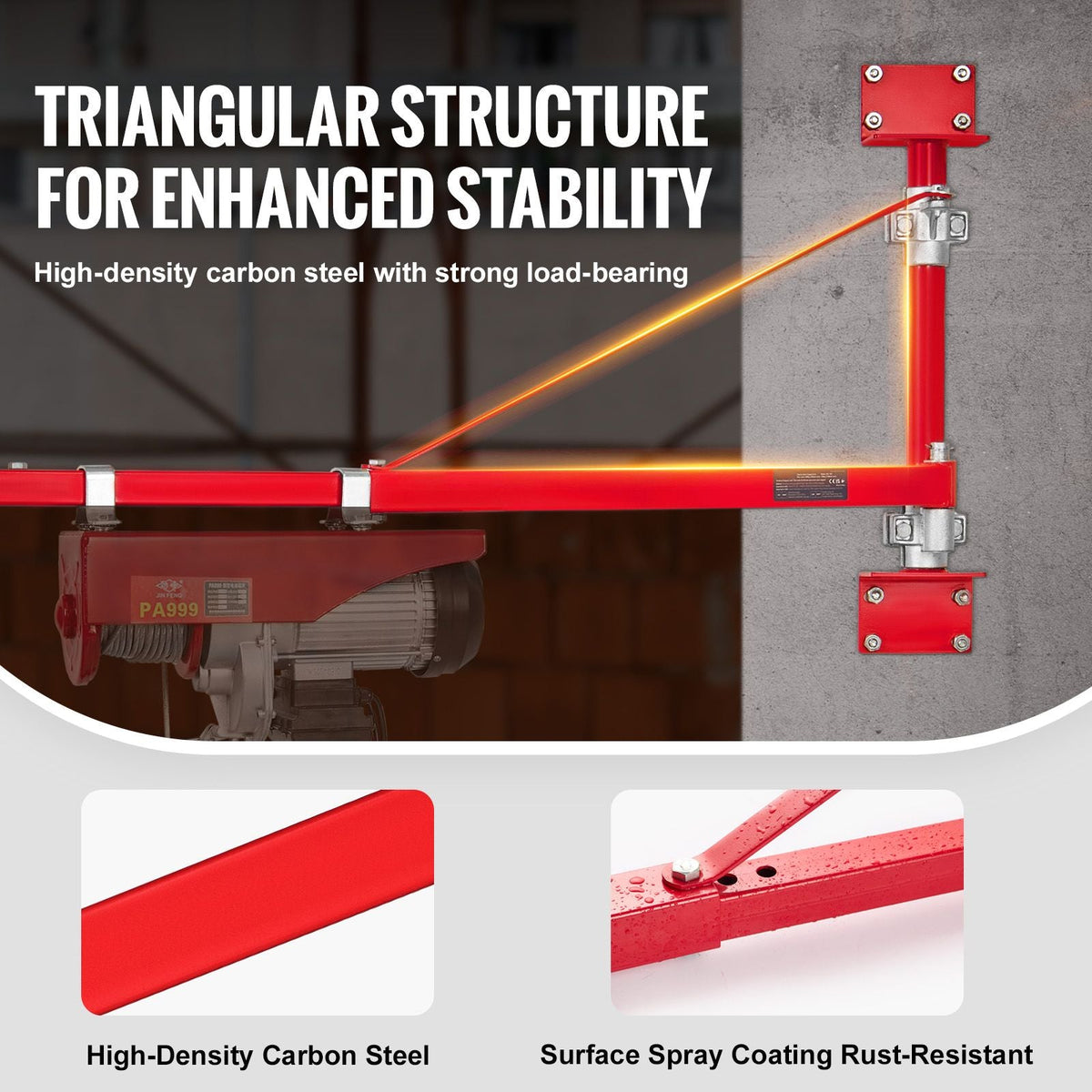 Electric Hoist Support Arm, 660 lbs Max Load Capacity, Electric Hoist Holder Swing Arm with Pole, Steel Hoist Frame, 180° Swivel Scaffold Hoist Lifting Arm, Winch Hoist Arm for Workshop, Garage