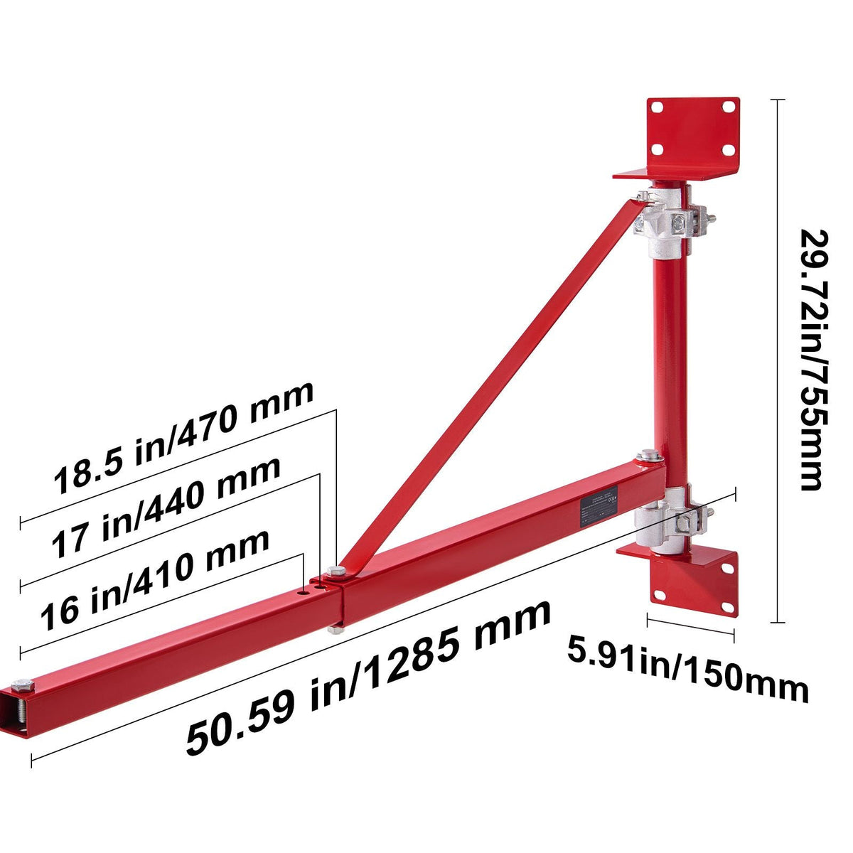 Electric Hoist Support Arm, 660 lbs Max Load Capacity, Electric Hoist Holder Swing Arm with Pole, Steel Hoist Frame, 180° Swivel Scaffold Hoist Lifting Arm, Winch Hoist Arm for Workshop, Garage