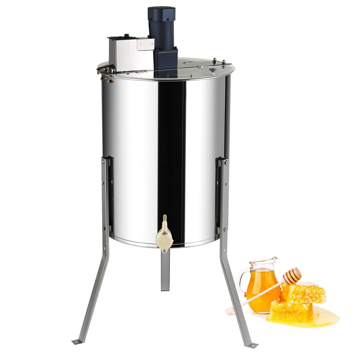 Electric Honey Extractor, 4/8 Frames Honey Spinner Extractor, Stainless Steel Beekeeping Extraction, Apiary Centrifuge Equipment with Height Adjustable Stand, Honeycomb Drum Spinner with Lid