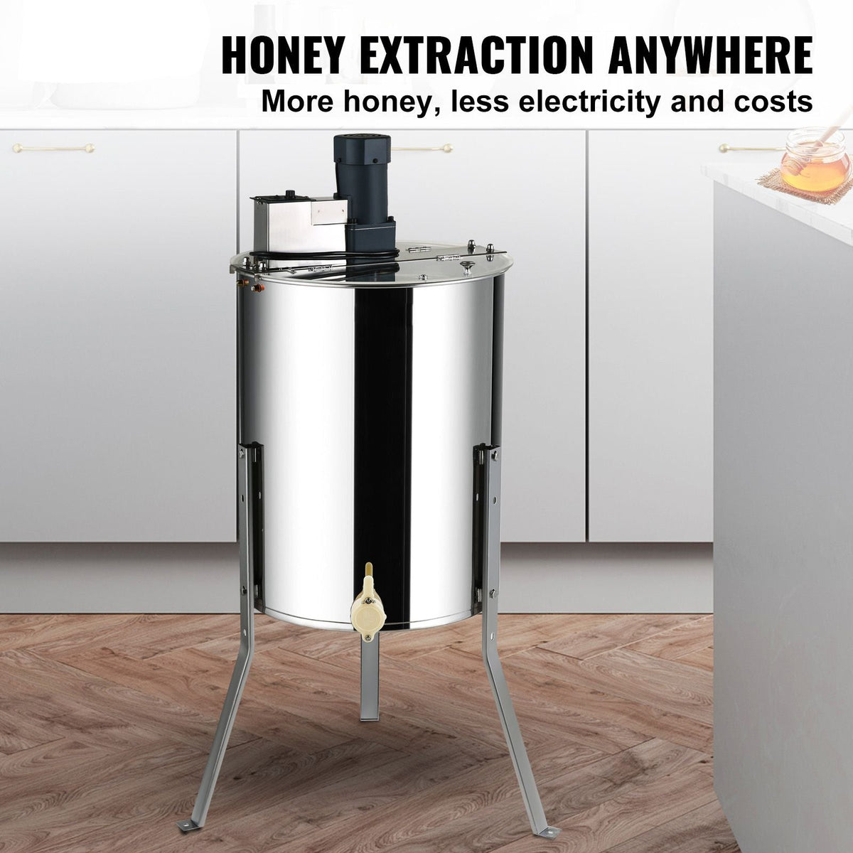 Electric Honey Extractor, 4/8 Frames Honey Spinner Extractor, Stainless Steel Beekeeping Extraction, Apiary Centrifuge Equipment with Height Adjustable Stand, Honeycomb Drum Spinner with Lid