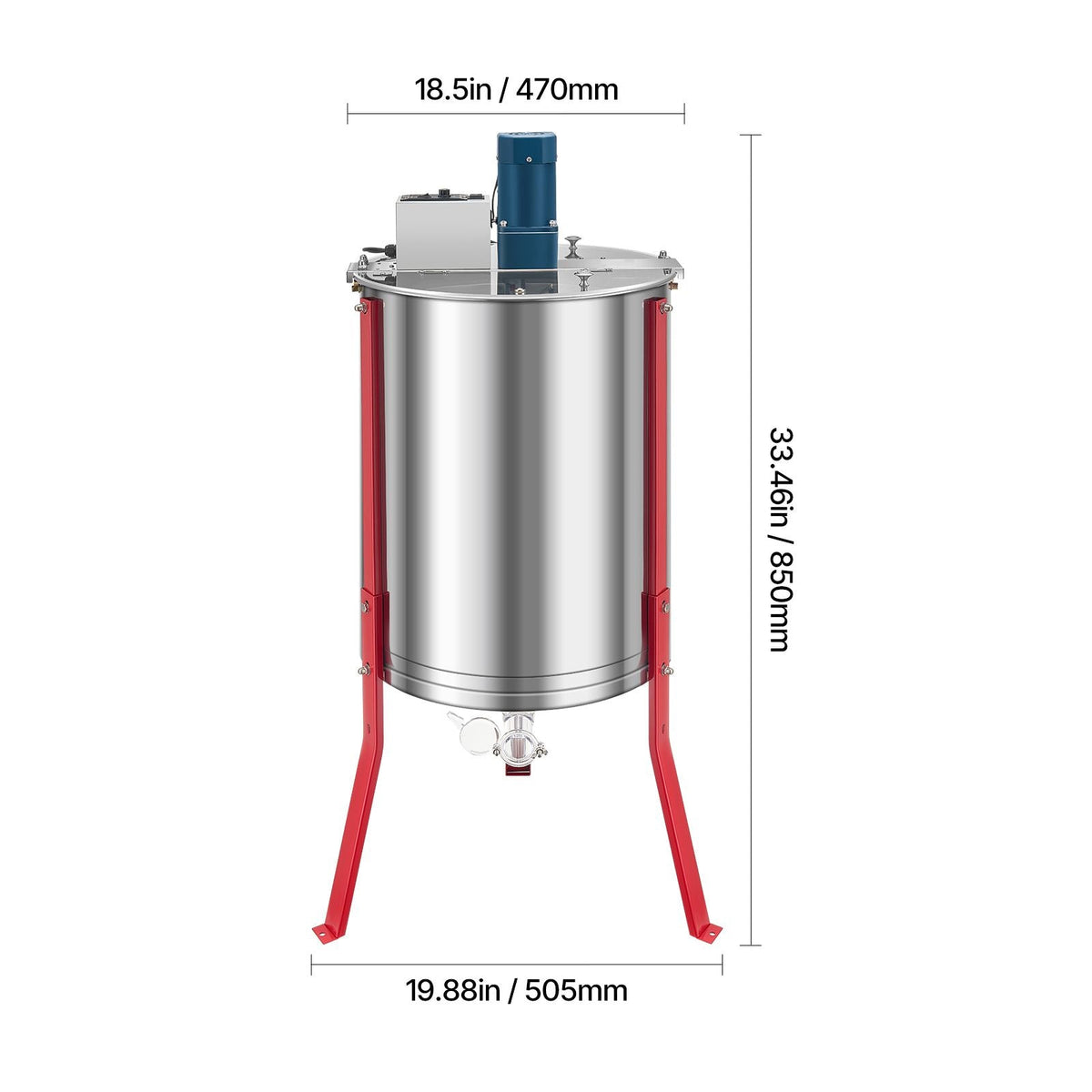 Electric Honey Extractor, 6 Frame Honey Spinner with Transparent Lid, 140W Stainless Steel Honeycomb Drum Spinner, Height Adjustable, Honeycomb Extraction Equipment for Beekeeping