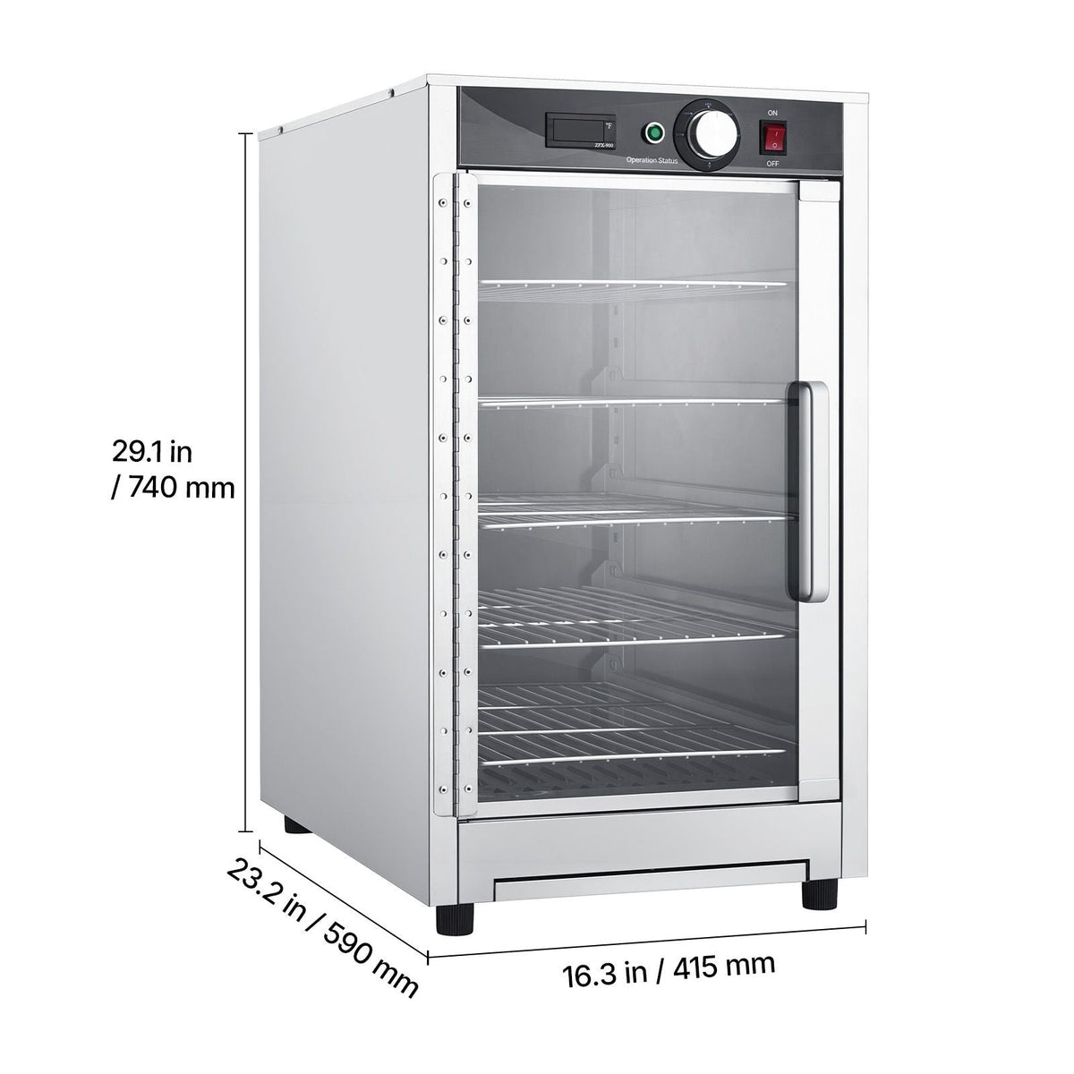 Electric Hot Box Food Warmer, 5-Tier Commercial Warming Cabinet with Water Tray, Glass Door and Adjustable Shelves, Stainless Steel Food Warmer Cabinet, for Restaurant, Kitchen, Pizza, Chicken