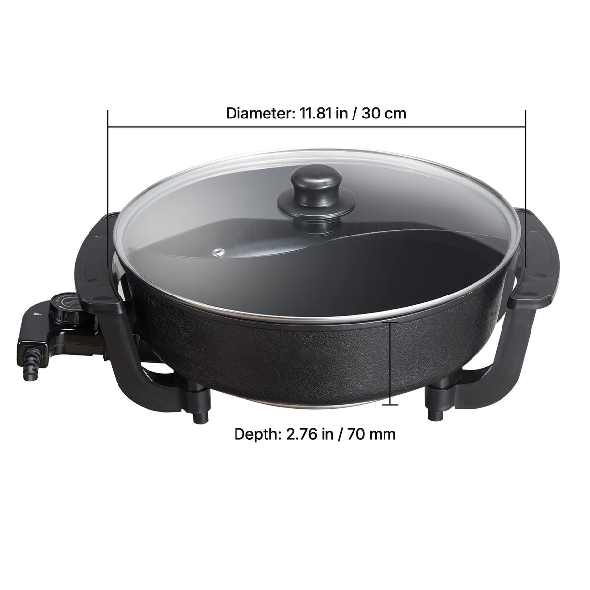 Electric Hot Pot, 1360W 5 L Double-flavor Shabu Shabu Pot, Non-Stick Electric Cooker with Divider, Clear Glass Lid, Temperature control, Chinese Hotpot for 6-10 People Family Dinning & Party
