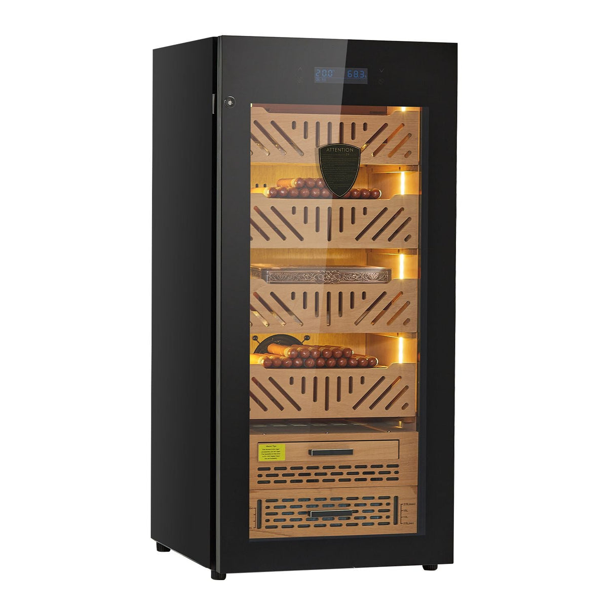 Electric Humidor, 105L, 1000 Counts Electric Cigar Humidor Cabinet with Compressor Cooling, Constant Humidity & Temperature Control, Spanish Cedar Wood Shelves & Drawers, 4 Layers, for Household
