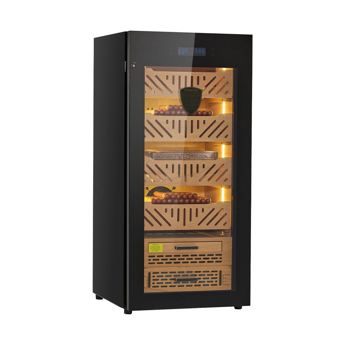 Electric Humidor, 105L, 1000 Counts Electric Cigar Humidor Cabinet with Compressor Cooling, Constant Humidity & Temperature Control, Spanish Cedar Wood Shelves & Drawers, 4 Layers, for Household