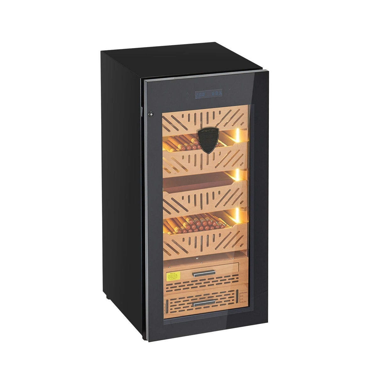 Electric Humidor, 105L, 1000 Counts Electric Cigar Humidor Cabinet with Compressor Cooling, Constant Humidity & Temperature Control, Spanish Cedar Wood Shelves & Drawers, 4 Layers, for Household