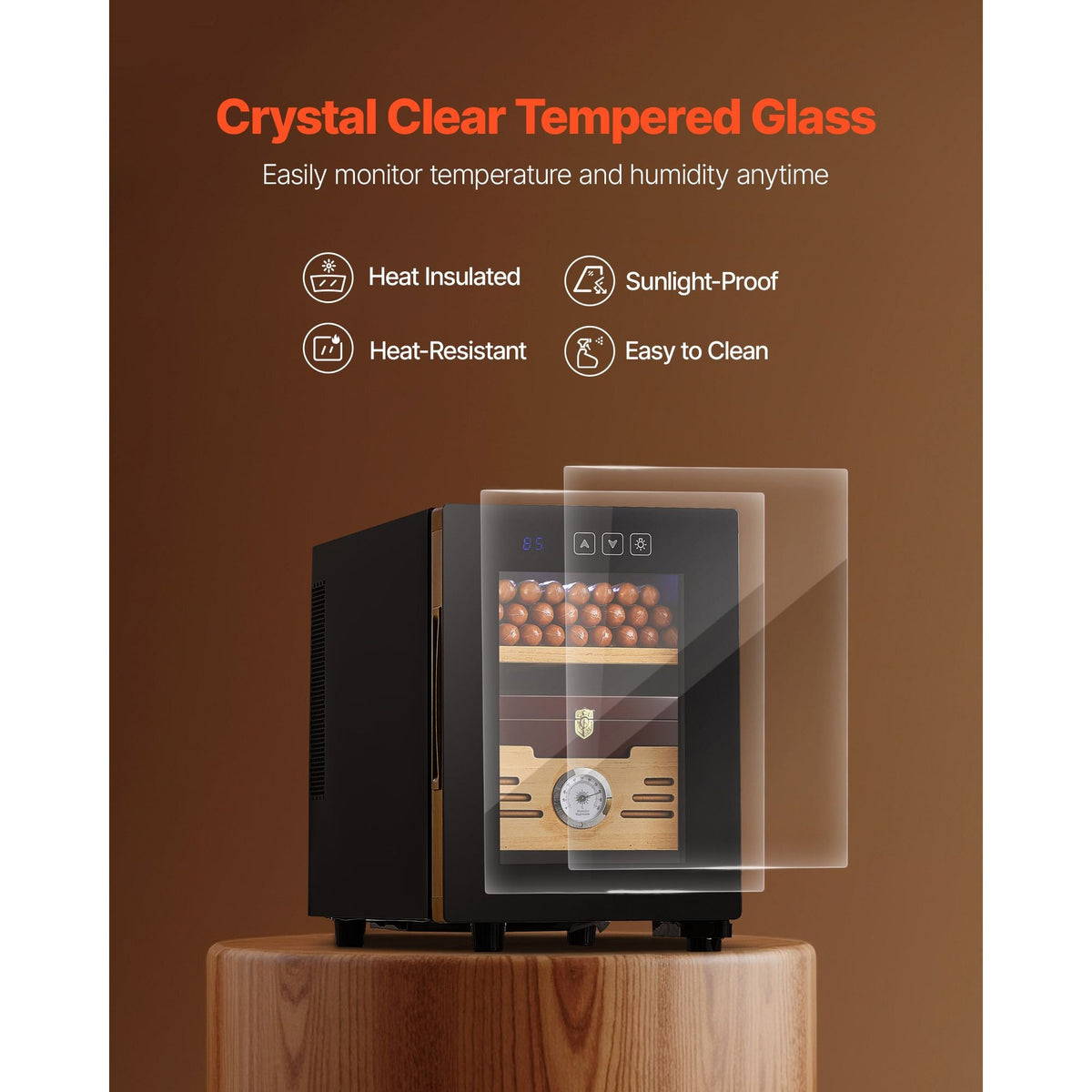 Electric Humidor, 16L, 100 Counts Electric Cigar Humidor Cabinet with Cooling Temperature Control, Spanish Cedar Wood Shelves & Drawers, Mechanical Hygrometer, 2 Layers, Cooler for Household