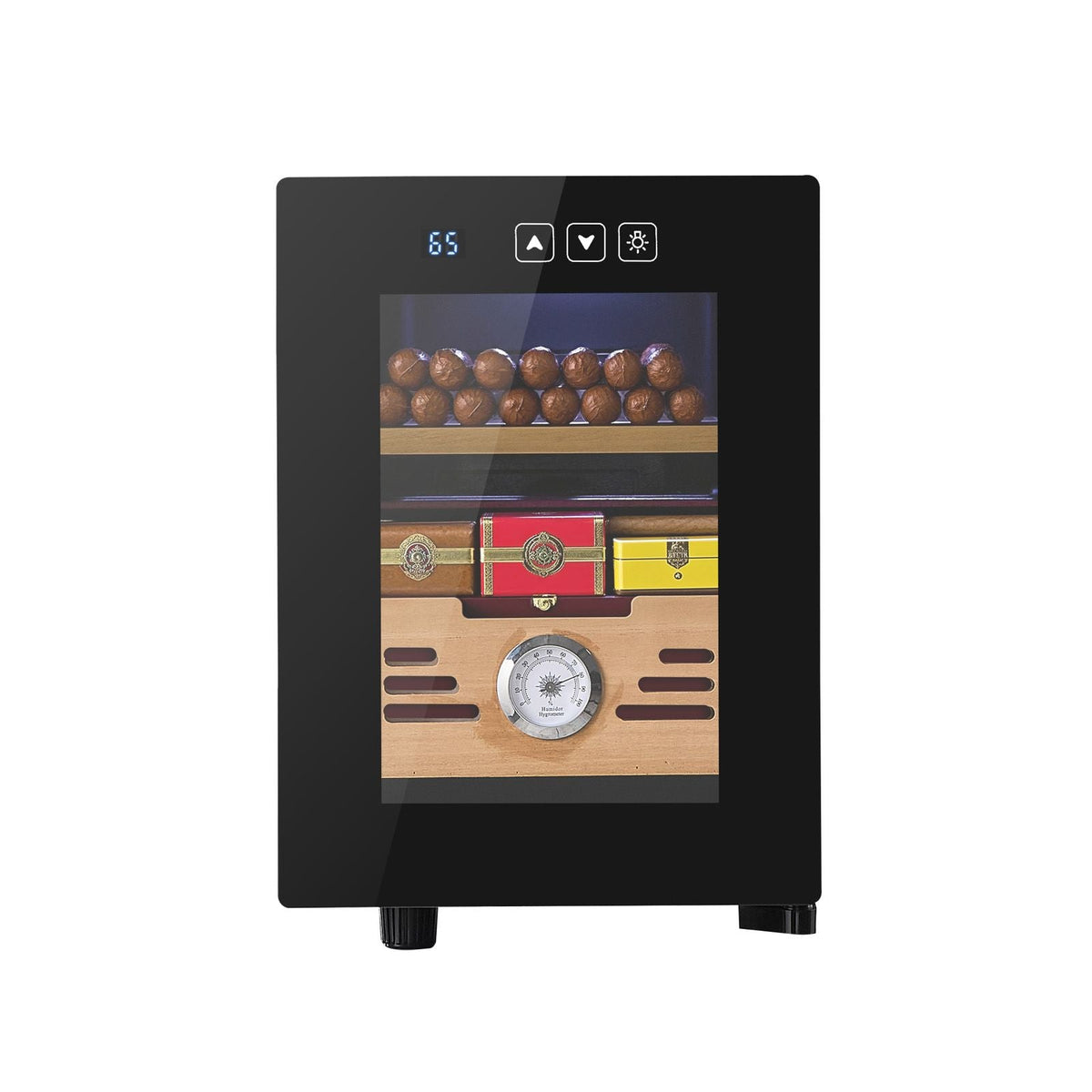 Electric Humidor, 16L, 100 Counts Electric Cigar Humidor Cabinet with Cooling Temperature Control, Spanish Cedar Wood Shelves & Drawers, Mechanical Hygrometer, 2 Layers, Cooler for Household