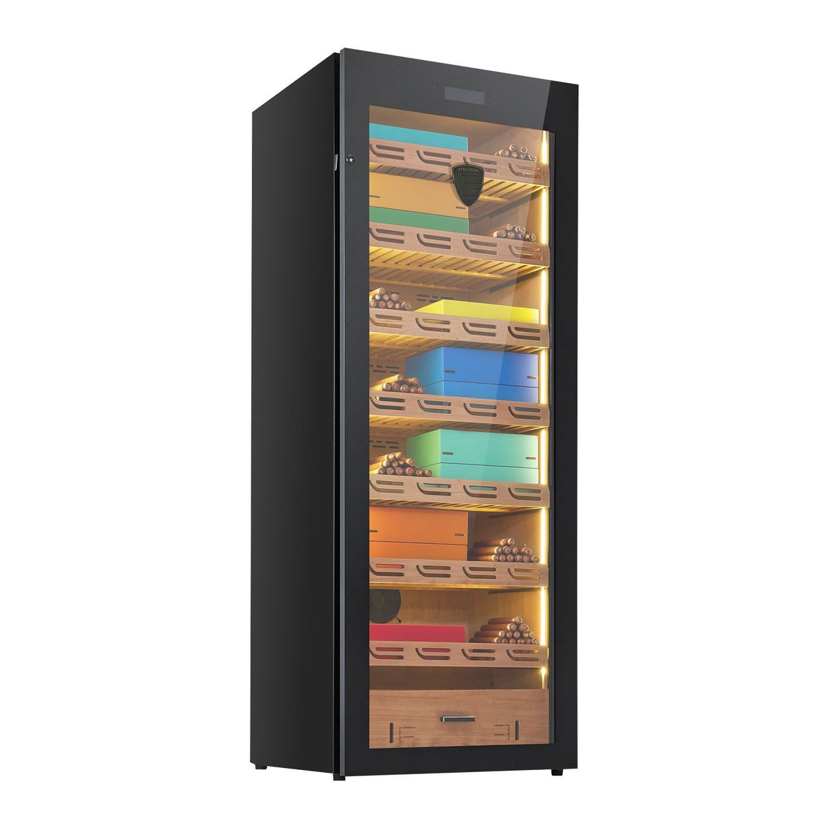 Electric Humidor, 288L, 1700 Counts Electric Cigar Humidor Cabinet with Compressor Cooling, Constant Humidity & Temperature Control, Spanish Cedar Wood Shelves & Drawers, 7 Layers, for Household