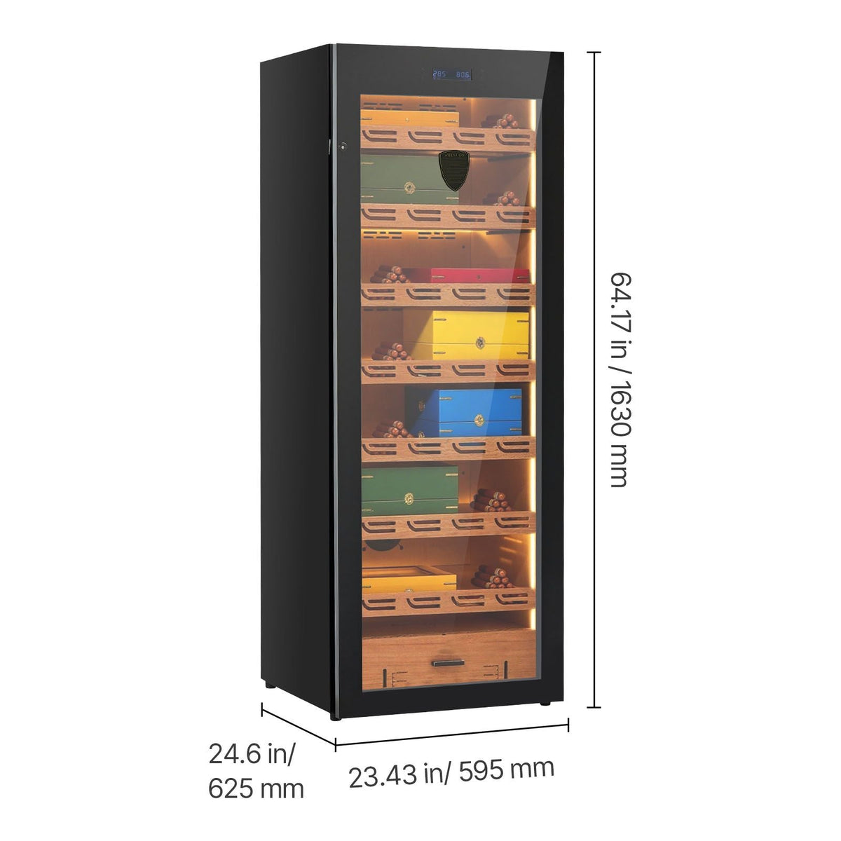 Electric Humidor, 288L, 1700 Counts Electric Cigar Humidor Cabinet with Compressor Cooling, Constant Humidity & Temperature Control, Spanish Cedar Wood Shelves & Drawers, 7 Layers, for Household