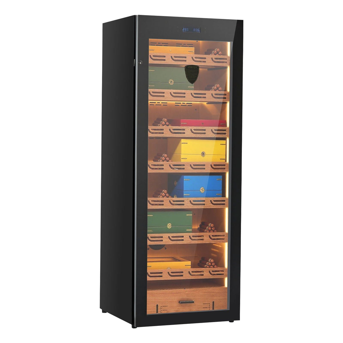 Electric Humidor, 288L, 1700 Counts Electric Cigar Humidor Cabinet with Compressor Cooling, Constant Humidity & Temperature Control, Spanish Cedar Wood Shelves & Drawers, 7 Layers, for Household