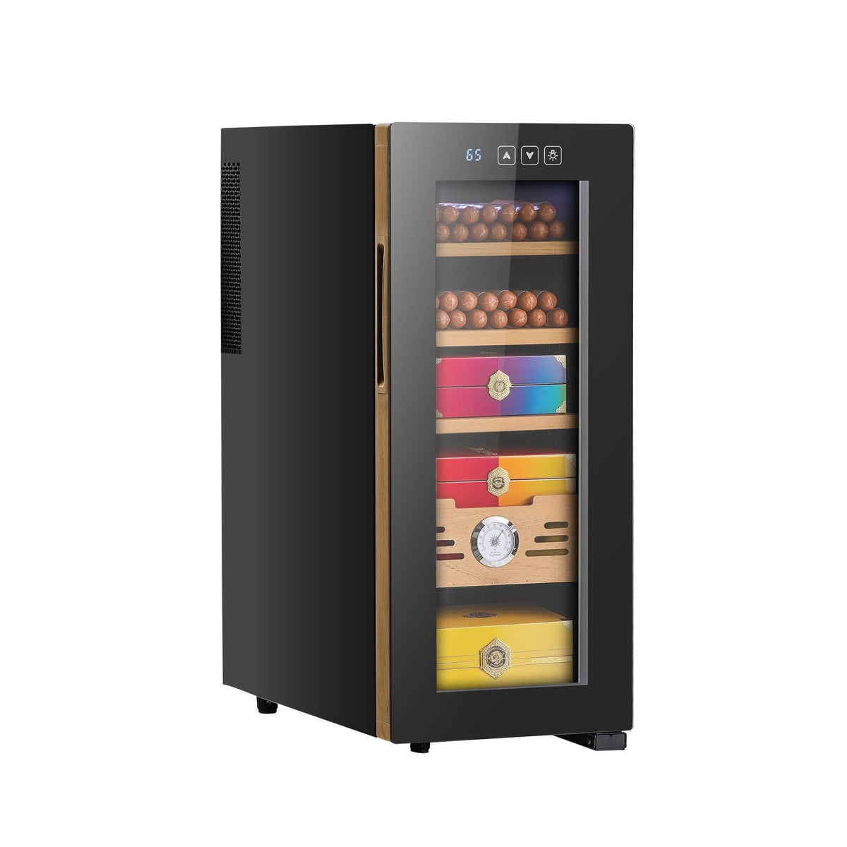 Electric Humidor, 33L, 250 Counts Electric Cigar Humidor Cabinet with Cooling Temperature Control, Spanish Cedar Wood Shelves & Drawers, Mechanical Hygrometer, 4 Layers, Cooler for Household