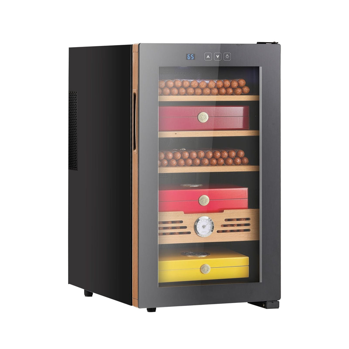 Electric Humidor, 48L, 350 Counts Electric Cigar Humidor Cabinet with Cooling Temperature Control, Spanish Cedar Wood Shelves & Drawers, Mechanical Hygrometer, 4 Layers, Cooler for Household