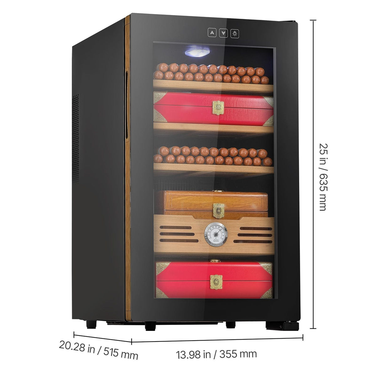 Electric Humidor, 48L, 350 Counts Electric Cigar Humidor Cabinet with Cooling Temperature Control, Spanish Cedar Wood Shelves & Drawers, Mechanical Hygrometer, 4 Layers, Cooler for Household
