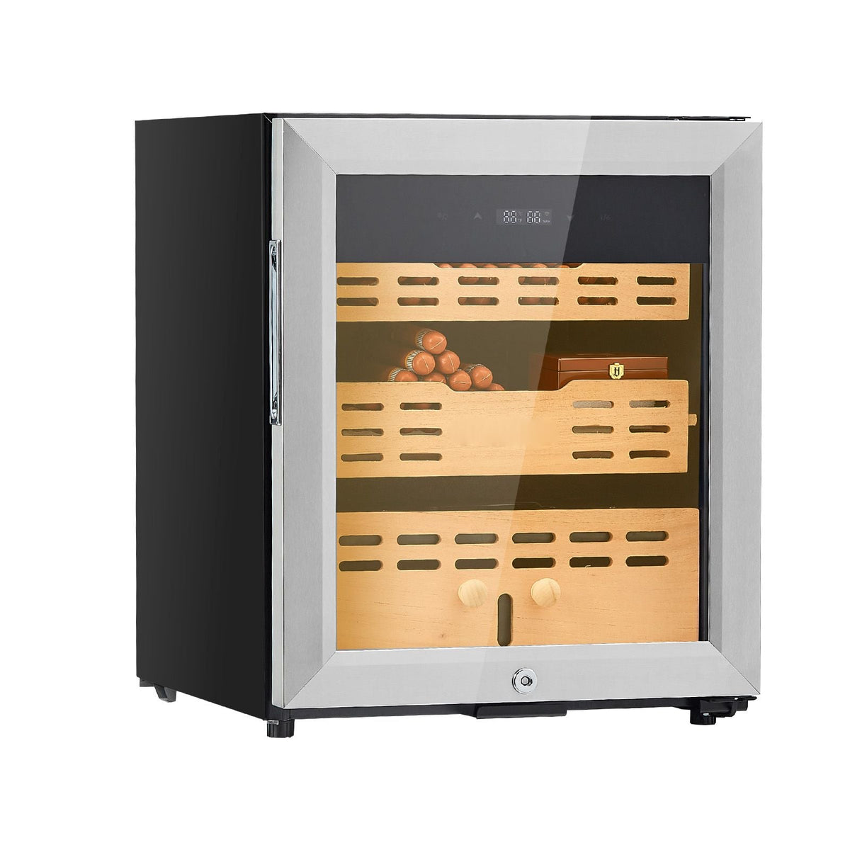 Electric Humidor, 50L, 300 Counts Electric Cigar Humidor Cabinet with Compressor Cooling, Constant Humidity & Temperature Control, Spanish Cedar Wood Shelves & Drawers, 2 Layers, for Household