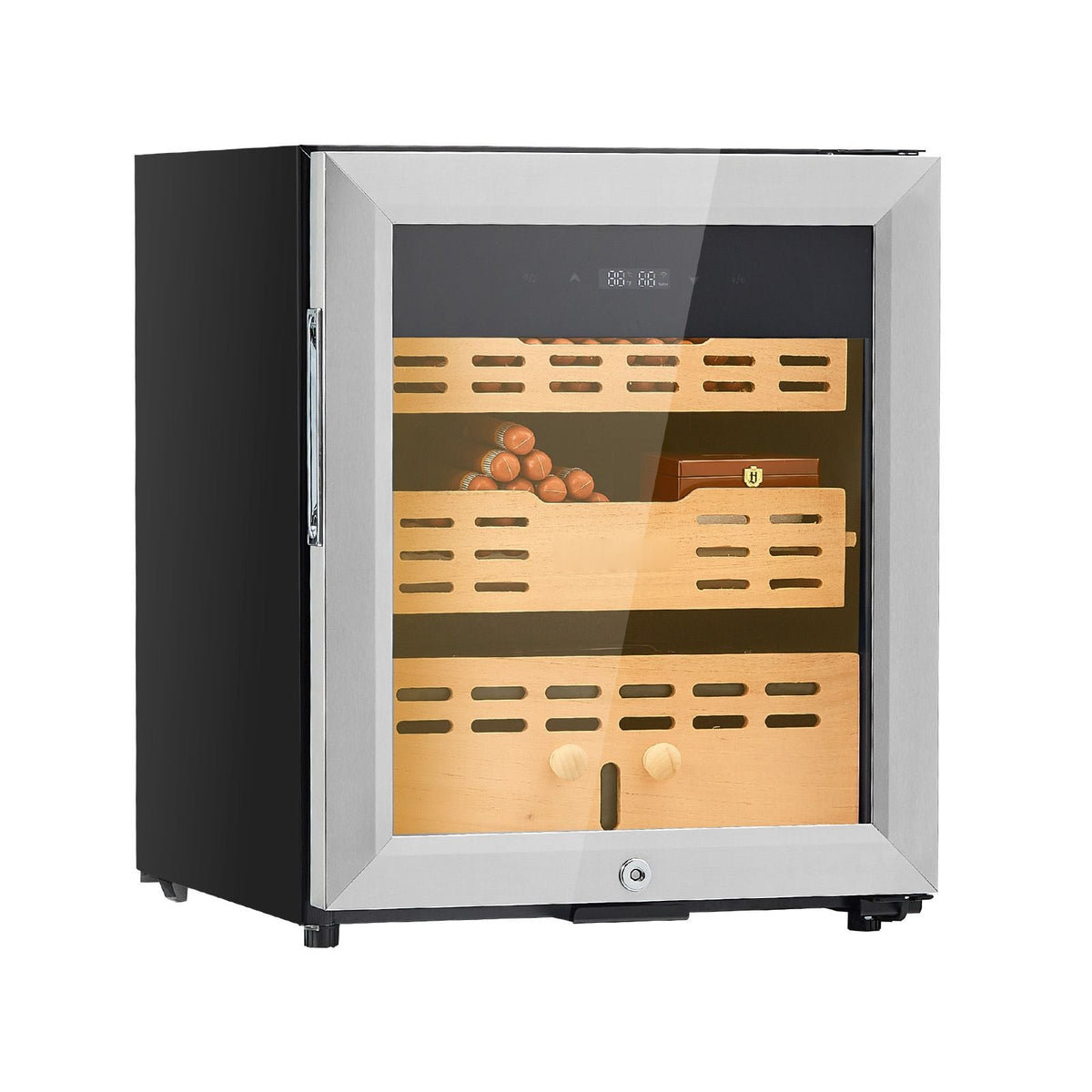 Electric Humidor, 50L, 300 Counts Electric Cigar Humidor Cabinet with Compressor Cooling, Constant Humidity & Temperature Control, Spanish Cedar Wood Shelves & Drawers, 2 Layers, for Household
