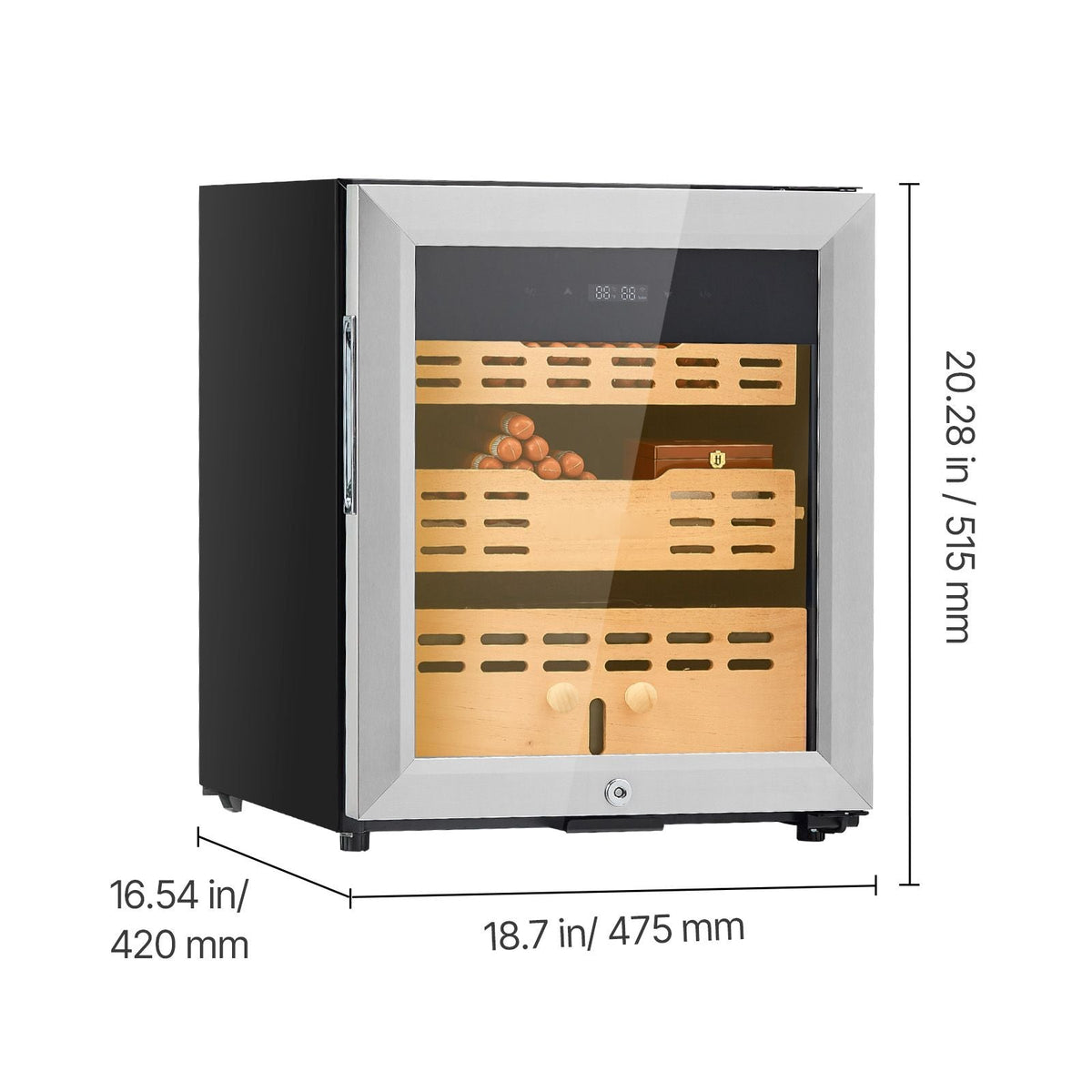 Electric Humidor, 50L, 300 Counts Electric Cigar Humidor Cabinet with Compressor Cooling, Constant Humidity & Temperature Control, Spanish Cedar Wood Shelves & Drawers, 2 Layers, for Household
