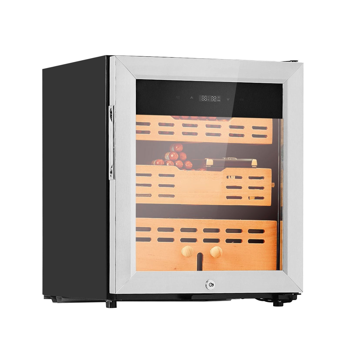 Electric Humidor, 50L, 300 Counts Electric Cigar Humidor Cabinet with Compressor Cooling, Constant Humidity & Temperature Control, Spanish Cedar Wood Shelves & Drawers, 2 Layers, for Household
