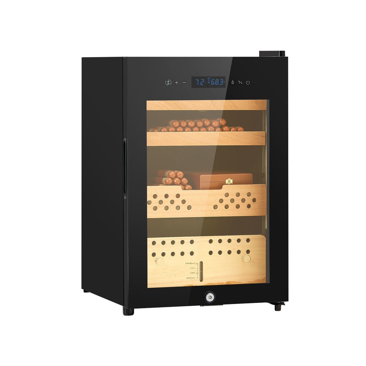 Electric Humidor, 60L, 350 Counts Electric Cigar Humidor Cabinet with Compressor Cooling, Constant Humidity & Temperature Control, Spanish Cedar Wood Shelves & Drawers, 3 Layers, for Household