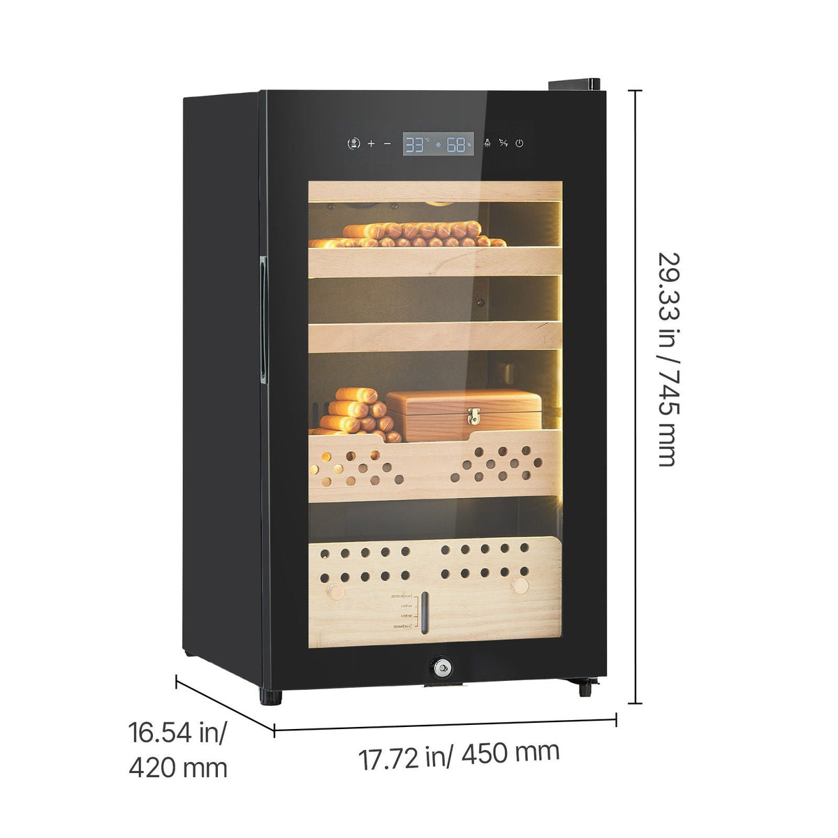 Electric Humidor, 70L, 400 Counts Electric Cigar Humidor Cabinet with Compressor Cooling, Constant Humidity & Temperature Control, Spanish Cedar Wood Shelves & Drawers, 4 Layers, for Household