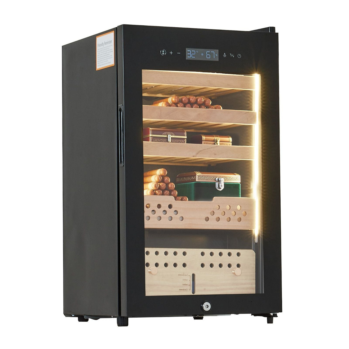 Electric Humidor, 70L, 400 Counts Electric Cigar Humidor Cabinet with Compressor Cooling, Constant Humidity & Temperature Control, Spanish Cedar Wood Shelves & Drawers, 4 Layers, for Household
